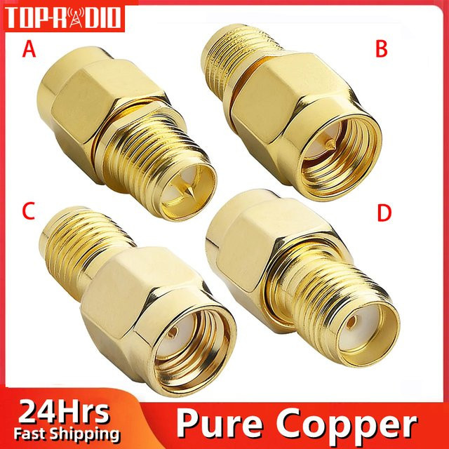 SMA auf RP-SMA Adapter RF Koaxial Stecker auf Buchse, vergoldet, Farbe: Gold - Bild 1