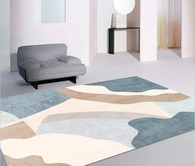 JGJG Teppich in Beige und Multicolour, moderner geometrischer Design, rutschfest und waschbar, B/T: 90 x 60 cm - Bild 1