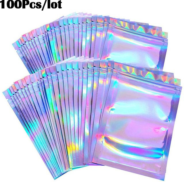 100er Set Schillernde Zip-Lock Beutel aus Kunststoff in Multicolour für Kosmetik und Einzelhandel Verpackung - Bild 1