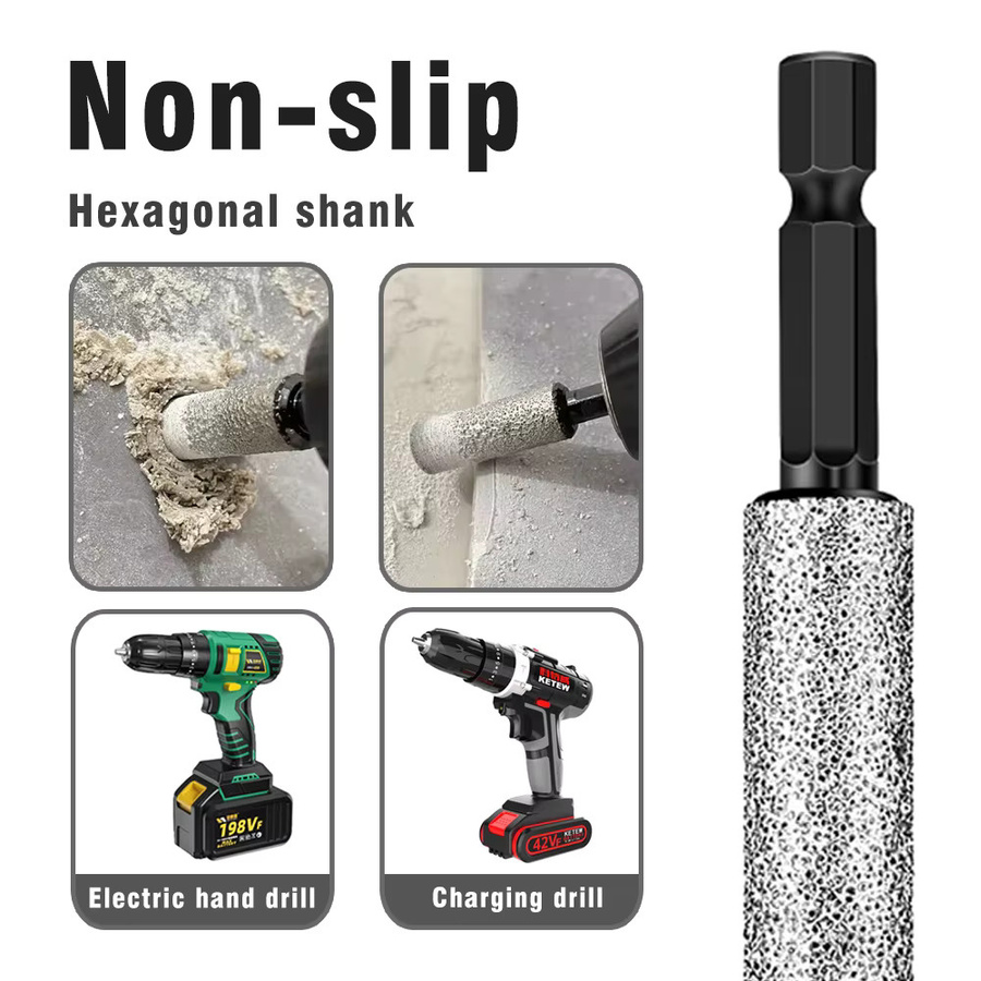 SHENSEN Diamantbohrer Set mit Sechskantschaft für Keramikfliesen, Marmor und Granit, 5 Stück, Farbe: Silber, Durchmesser: 6 mm bis 12 mm - Bild 4