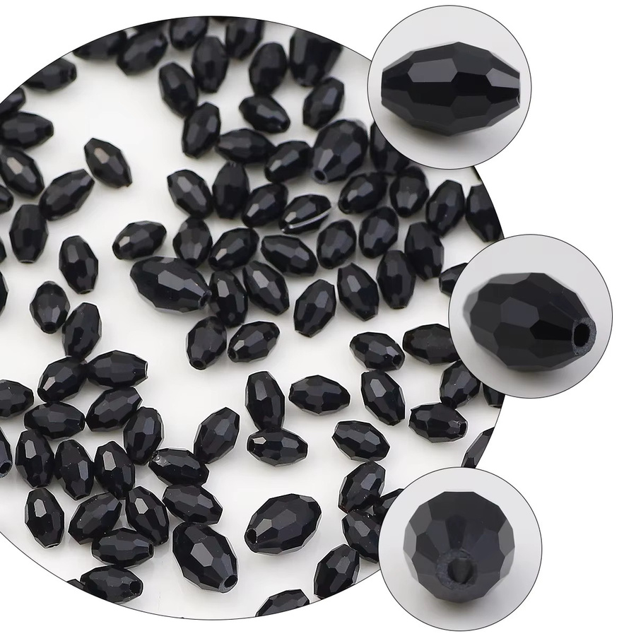 ZHBES Abstandsperlen Österreichischer Kristall, schwarz, oval, 6/8 mm - Bild 2
