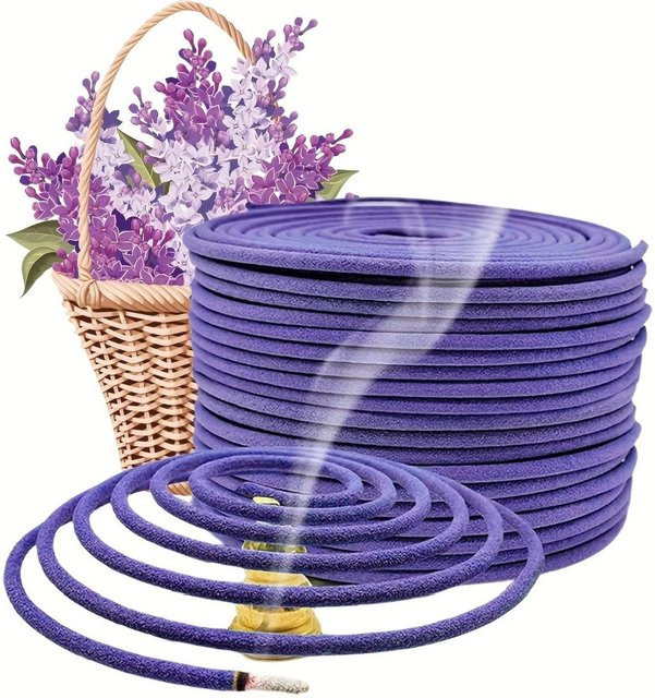 Warm Magpie Home Spiralräucherwerk Hundert-Tage-Blumenduft mit Lavendel und Minze, 120 Stück, Violett - Bild 1