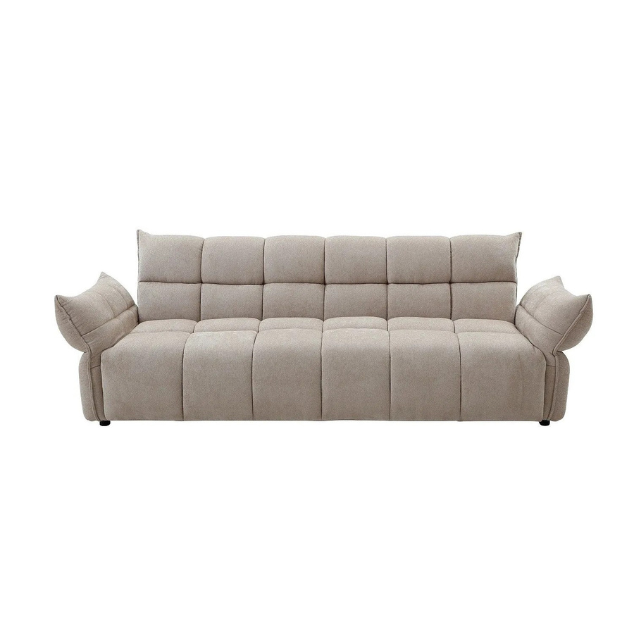 Vente-unique Schlafsofa Hakemo Beige mit Click-Clack-Funktion und gesteppter Optik aus Chenille-Stoff, Breite: 250 cm - Bild 2