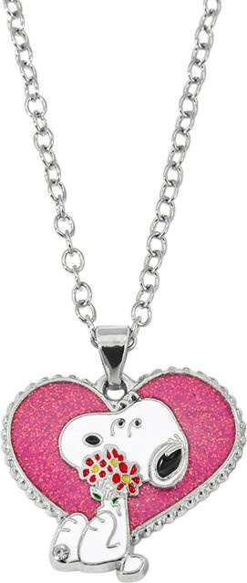 Bandai Halskette mit Herz-Snoopy-Anhänger, Silber, Diamant - Bild 1
