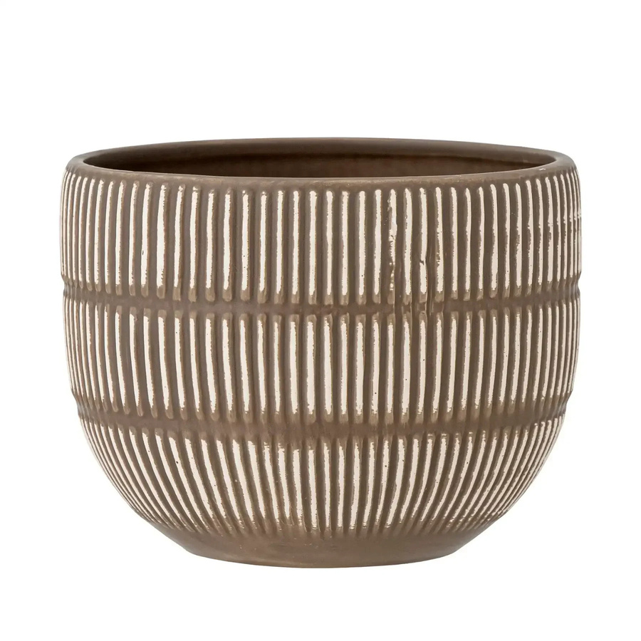 Bloomingville Blumentopf Aiva aus Steingut in Braun mit vertieftem Relief, Höhe: 16 cm - Bild 1