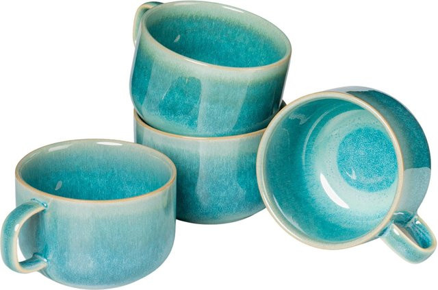 Gipfelstück Kaffeeobertassen-Set aus Steinzeug in Blau und Multicolour - Bild 1