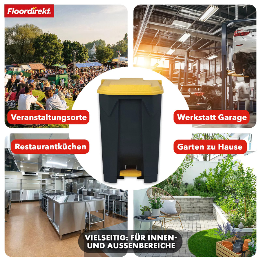 Floordirekt Mülleimer Olaf mit Pedal aus Kunststoff in Grau und Mehrfarbig - Bild 4