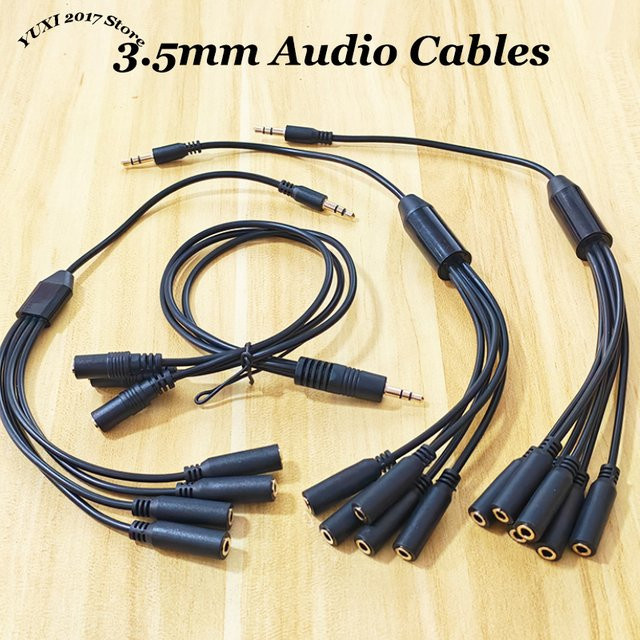 YuXi 3,5-mm-Audio-Splitter-Kabel-Set in Schwarz für Smartphone und Computer zur Aufteilung von Audio-Signalen - Bild 1