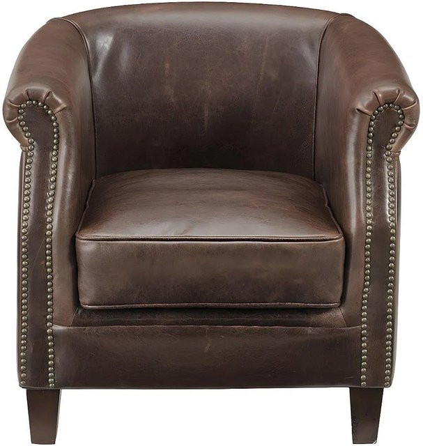 Vente-unique Sessel Enguerrand in Schokobraun mit Lederbezug und gerader Rückenlehne - Bild 1