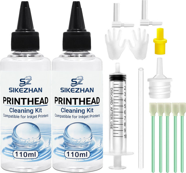 SIKEZHAN Druckkopf-Reinigungsset mit 110ml flüssiger Reinigungslösung zur Reinigung und Entstopfung von Tintenstrahldrucker-Düsen - Bild 1