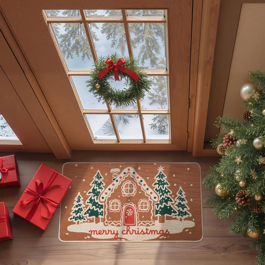 VIKAMA Weihnachtsteppich mit Weihnachtsmotiv, rutschfeste und wetterfeste Bodenmatte für Innen und Außen, Mehrfarbig, B/T: 60 x 40 cm - Bild 2