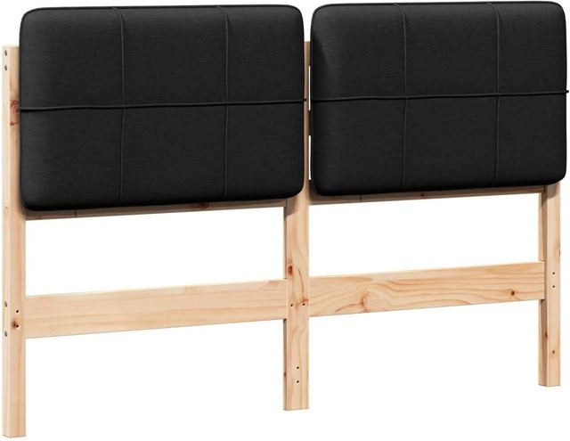 vidaXL Gepolstertes Kopfteil aus Massivkiefernholz in Schwarz-Braun mit Stoffbezug, Breite: 150 cm - Bild 1