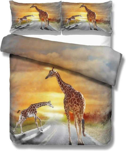 Bettwäsche-Set mit Giraffen-Motiv von JMG Household Supplies, Mehrfarbig, B/H: 90 x 200 cm - Bild 1