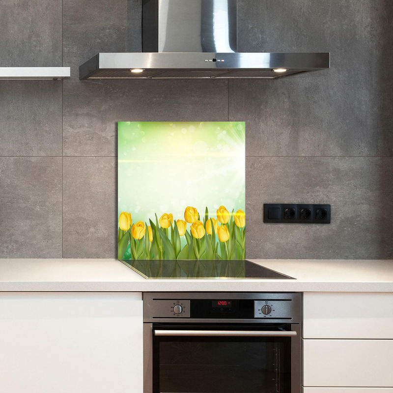 Gläsernes Küchenpaneel Tulpen Design in Mehrfarbig, Acrylglas Wanddeko Floral, Breite: 60 cm, Höhe: 65 cm - Bild 2