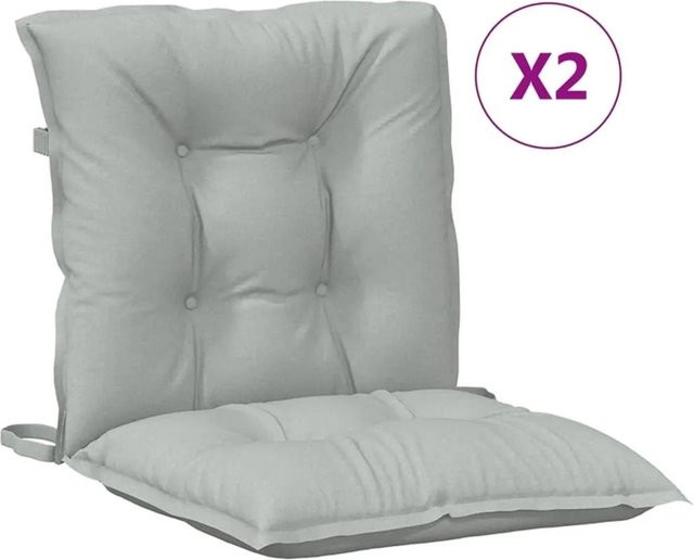 vidaXL Niedriglehner-Auflagen 2er-Set Melange Hellgrau, B/T/H: 100 x 50 x 7 cm, UV-beständig und rutschfest aus Polyester - Bild 1