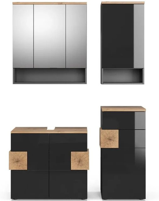 Vicco Badmöbel Set Eden in Anthrazit mit Spiegelschrank und Midischrank - Bild 2