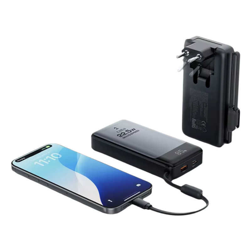 MOVESPEED MSP17 Power Bank 10000 mAh 22,5 W Tragbares Schnellladegerät mit klappbarem EU-Stecker in Schwarz - Bild 5