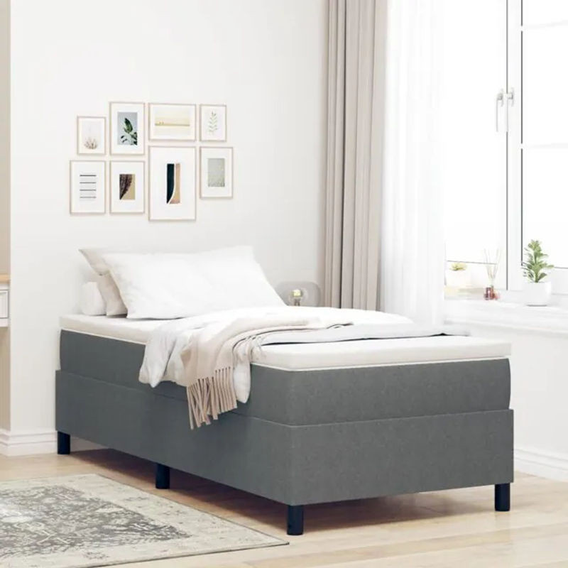 Boxspringbett Vidaxl894579 in Grau mit Cordstoff, B/T: 80 x 200 cm - Bild 1