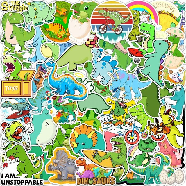 50 Stück wasserfeste Dinosaurier-Graffiti-Aufkleber in Multicolor für Cars und Tech von RecordingYourLife Store - Bild 1