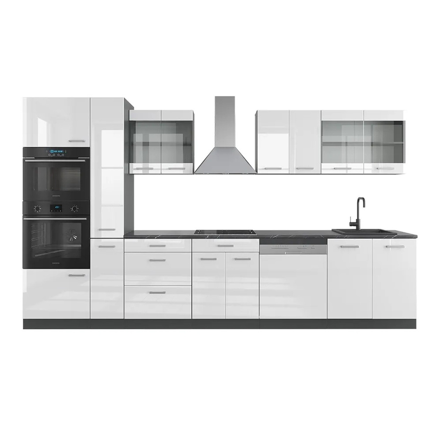 Vicco R-Line Küchenzeile in Weiß Hochglanz und Anthrazit mit Hochschrank, Breite: 350 cm - Bild 2