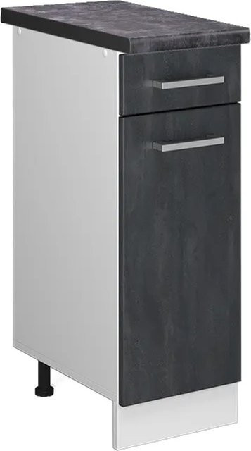 Vicco Küchenunterschrank R-Line Schubladenschrank mit Arbeitsplatte, Schwarz Beton und Anthrazit, Korpus Weiß, Breite: 30 cm - Bild 1