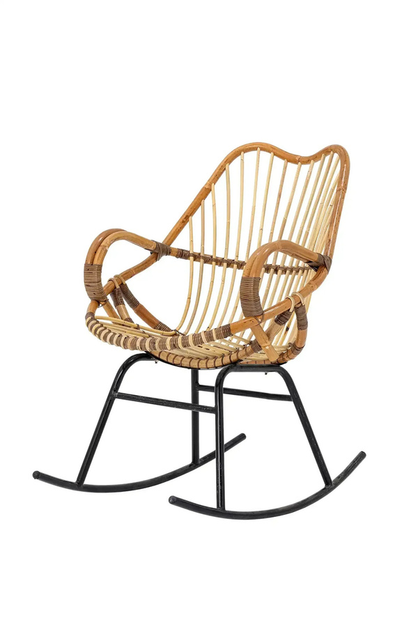 Bloomingville Schaukelstuhl Shell aus Rattan in Braun mit Armlehnen im skandinavischen Design - Bild 1