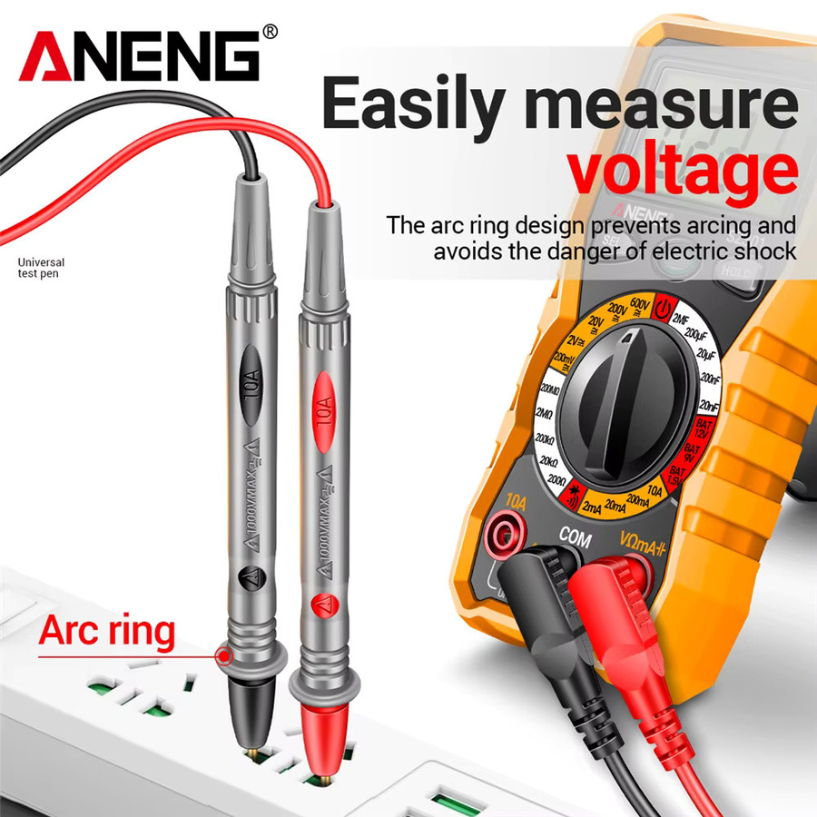 ANENG 3er-Set Universal-Nadelmessleitungen für Digitalmultimeter PT1005B, 1000V 10A, Farbe: Rot - Bild 4