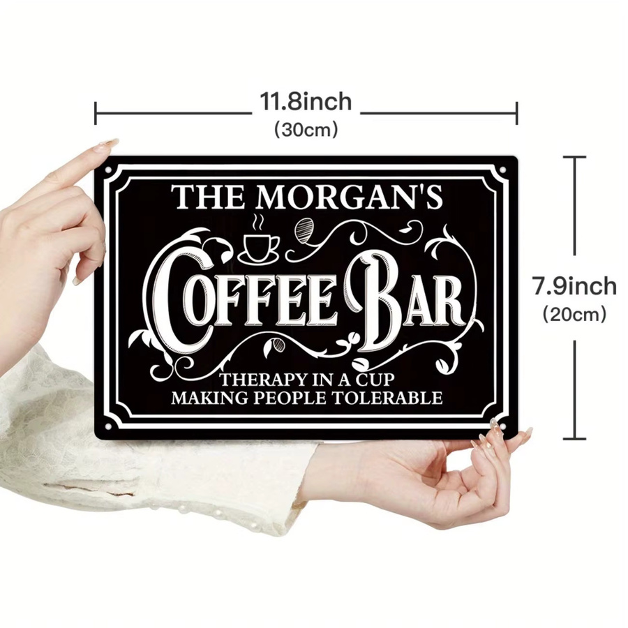 Personalisiertes Metallschild CIFBUY The Morgan's Coffee Bar in Rot und Schwarz mit individuellem Text im Vintage-Design - Bild 5