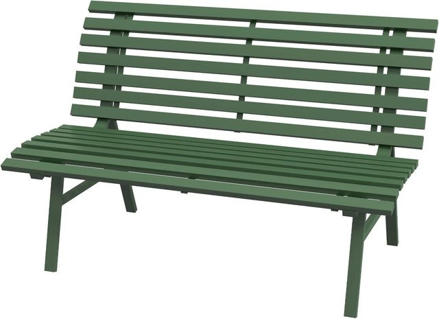 Furnicato Gartenbank aus Aluminium im Lattendesign, Grün, B/T/H: 240 x 67 x 79 cm - Bild 1