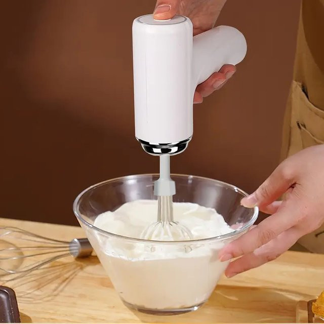 Tragbarer elektrischer Mixer und Rührgerät mit USB-Aufladung, kabellos und leicht, Pink/Weiß - Bild 1