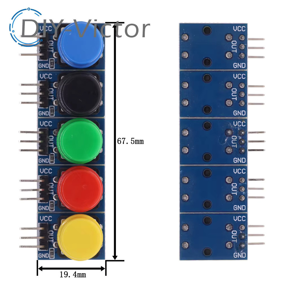 5 Stück Licht-Berührungsschalter Module mit Hut-High-Level-Ausgang, 12 x 12 mm, Multicolor, für Arduino oder Raspberry Pi 3 - Bild 3