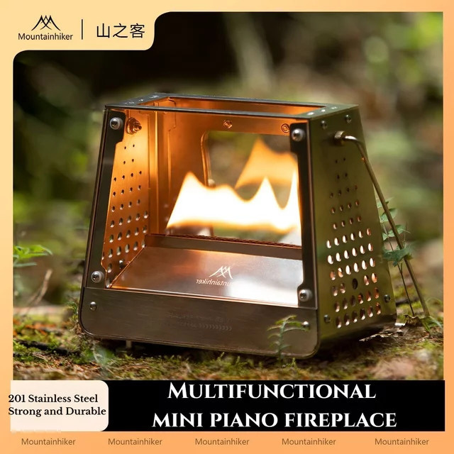 Mountainhiker Tragbarer Outdoor Camping Brennofen aus Edelstahl in Silber, B/T/H: 21,1 x 16,4 x 10,0 cm - Bild 1