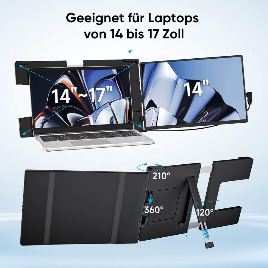 Dopesplay Tragbarer Monitor 14,1 Zoll mit HDR und 1200P Auflösung, Externer Bildschirm-Extender in Schwarz für Laptop, Xbox und PS4 - Bild 4