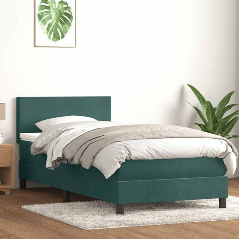 vidaxl Boxspringbett mit Matratze aus Samt in Grün, B/T/H: 80 x 220 x 78 cm - Bild 1