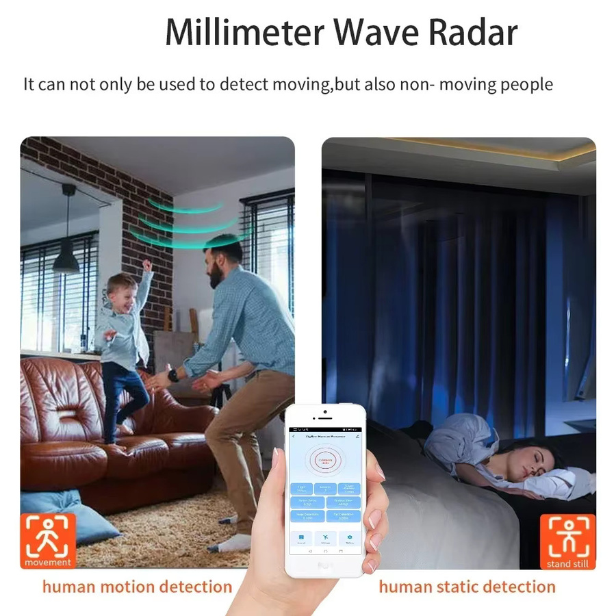 Haoze Smart Human Presence Sensor mit MmWave Radarerkennung und Luminanz- sowie Entfernungserkennung, Zigbee/WiFi, Weiß - Bild 4