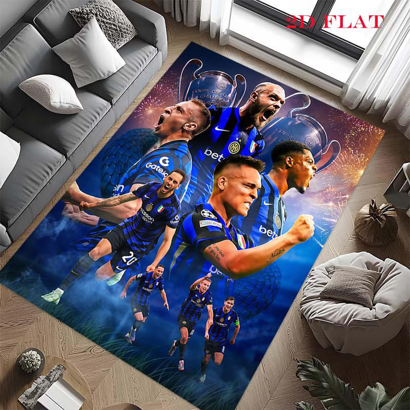 Inter Mailand Team Teppich für Wohnzimmer und Schlafzimmer, rutschfeste Bodenmatte aus Polyester, B/T: 60 x 40 cm - Bild 4