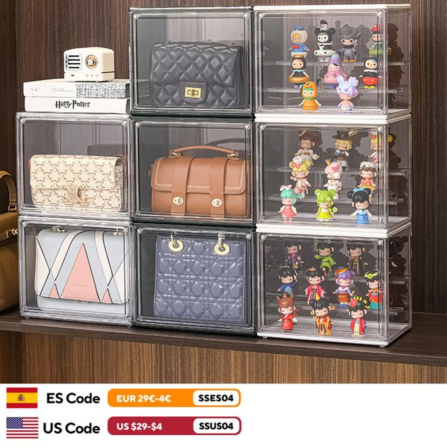 Stapelbare Präsentationsbox aus Kunststoff in Transparent, staubdichte Aufbewahrungsbox für Sammlerstücke und Kosmetik, B/T/H: 22,0 x 27,0 x 0 cm - Bild 1