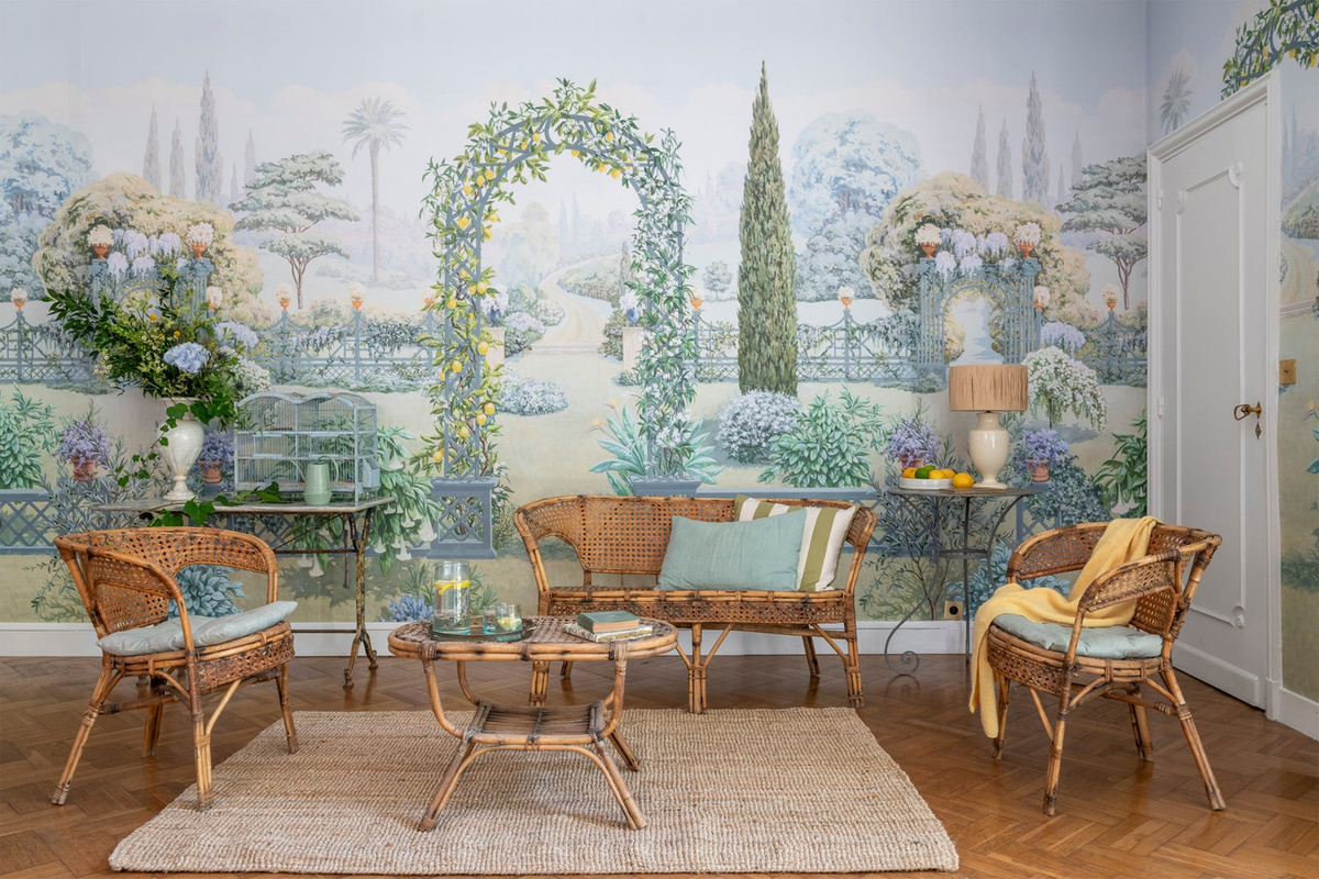 Isidore Leroy Tapete Paradis Perdu Mural mit botanischem Naturmotiv in Mehrfarbig im Vintage-Stil - Bild 1