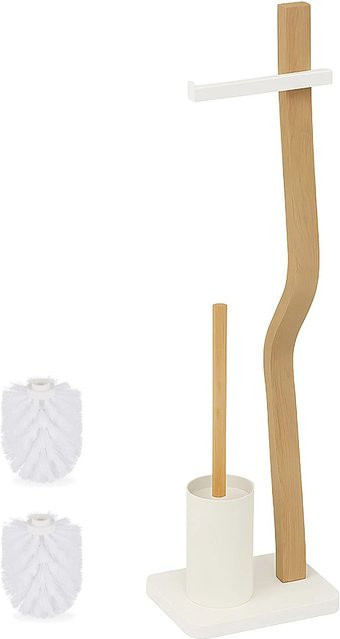 Relaxdays WC Garnitur aus Holz und Metall in Weiß, freistehend, H: 78,5 cm, B: 23 cm, T: 18 cm - Bild 1