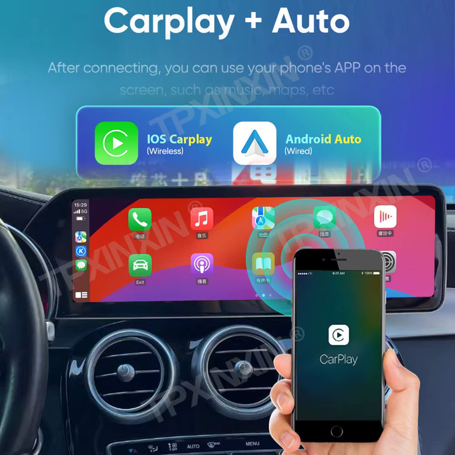 Aotsr Android Multimedia-Player für Mercedes Benz C Klasse und GLC X253 mit 14,9 Zoll 3K QLED Bildschirm, Android Auto, CarPlay und GPS, Schwarz - Bild 3