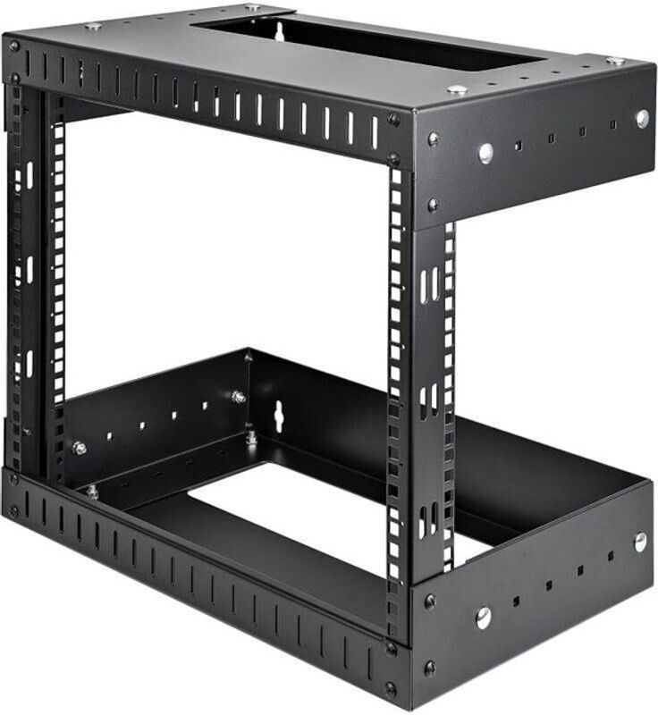 StarTech.com Open Frame Geräte Rack Schwarz, 8HE, Wandmontagefähig, Tiefenverstellbar, 19 Zoll (48,30 cm) und 20 Zoll (50,8 cm) kompatibel, RK812WALLOA - Bild 2