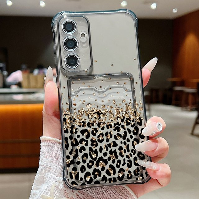 Transparente Handyhülle mit Leopardenmuster und Kartenfach für Samsung Galaxy S26 S25 S24 S23 Ultra S22 Plus S25 Edge S25 FE - Bild 1