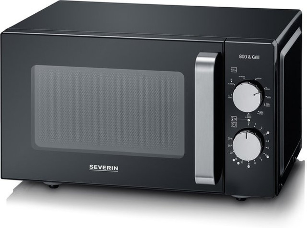 Severin Mikrowelle MW 7762 mit Grillfunktion in Schwarz/Edelstahl, 20 l, 800 W, B: 46,2 cm, T: 39,5 cm, H: 27,0 cm