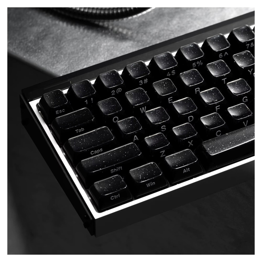 XVX Schwarze Kristall-Tastenkappen mit Glitzerpulver, MDA/OEM Profil, Double-Shot Glänzendes Tastenkappen-Set für 122/136 Tasten - Bild 4