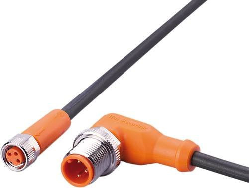 ifm electronic EVC890 Verbindungsleitung mit 3-poligem Stecker, gewinkelt und gerade, orange, 5 m - Bild 1