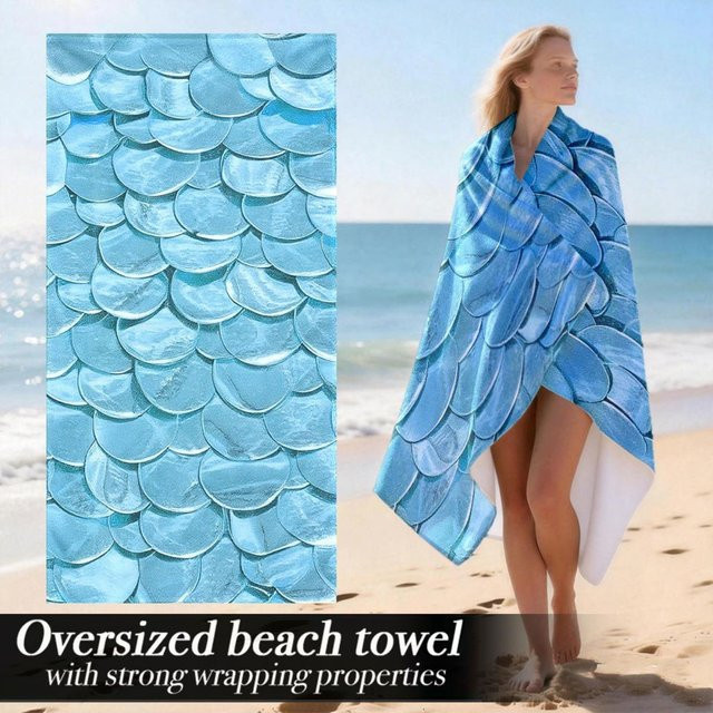 Übergroßes Strandtuch mit Meerjungfrauen-Schuppen Design, leicht und weich, B: 30 cm, H: 60 cm - Bild 1