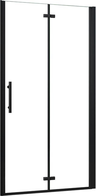 Aica Duschkabine als Falttür in Schwarz mit 6mm ESG Nanoglas, B: 90 cm, H: 185 cm - Bild 1