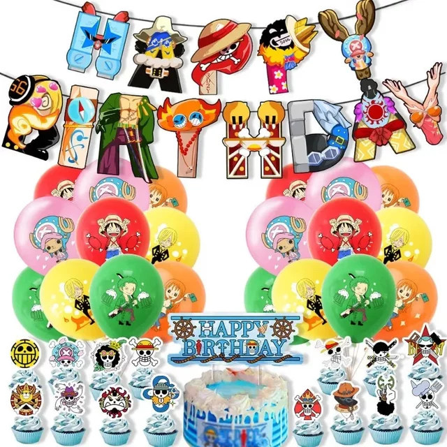 Bandai One Piece Party Dekorationen, Anime Cartoon Figur, Ruffy Zoro Ballon, Geburtstag Party Gefälligkeiten, Happer Geburtstag Banner, Kuchen Topper - Bild 1