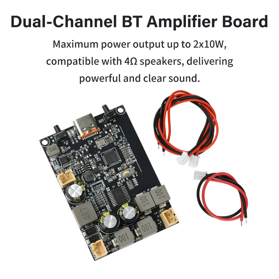 diymore Bluetooth-Verstärkermodul mit TWS-Funktion und Bassverstärkungs-Algorithmus, 2x10W, Typ-C-Schnittstelle, Schwarz - Bild 2