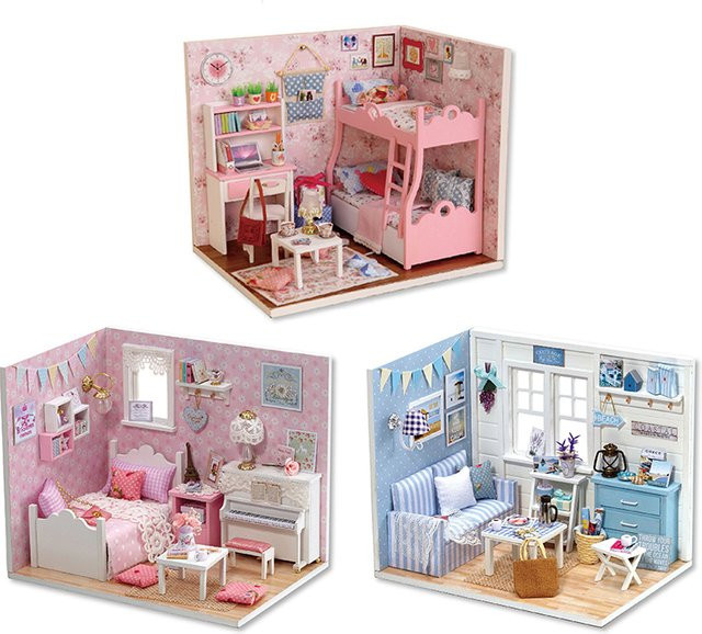 zuuton Holz Mini Puppenhaus, 3D Puzzle, Fantasy, mit Möbel - Bild 1